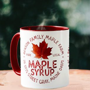 Mug Étiquette sirop d'érable avec feuille d'érable à s