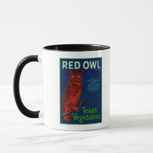 Mug Étiquette végétal de hibou rouge