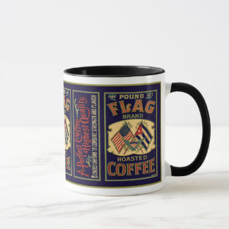 Mug Étiquette vintage de café de drapeau, marque de