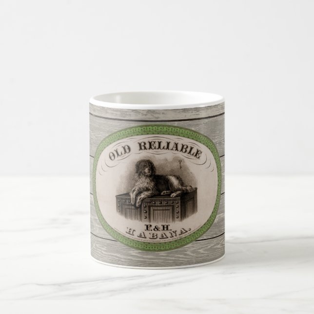 Mug Étiquette vintage de cigares à chiens (Centre)