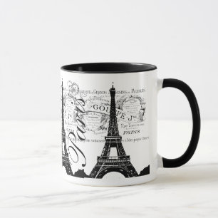 Mug Étiquette vintage Paris & Tour Eiffel
