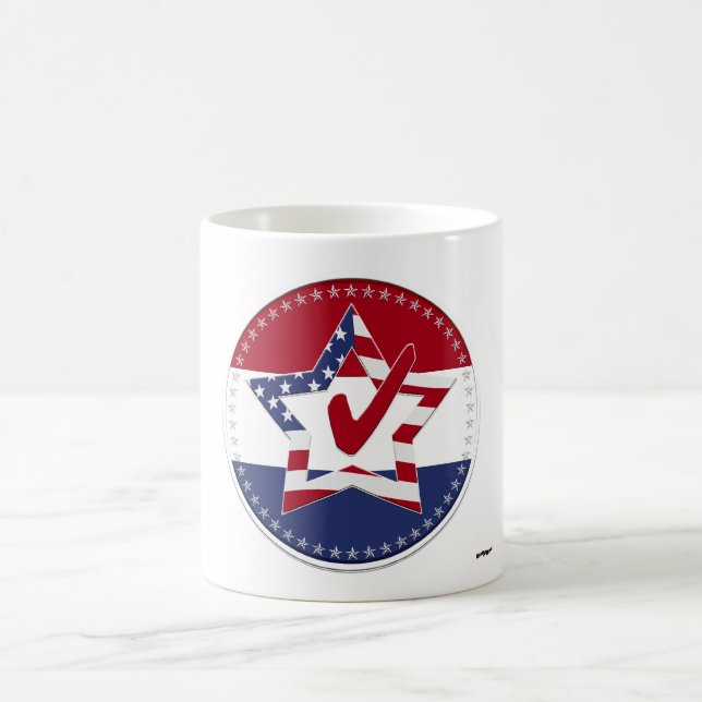 Mug Étoile avec drapeau américain, coche rouge et 50 é (Centre)