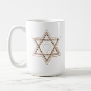 Mug Étoile de David Elegant or et blanc moderne