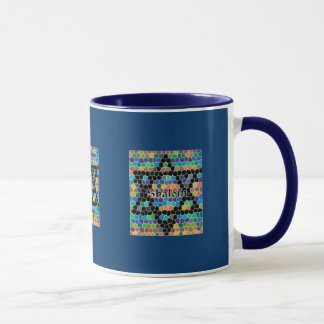 Mug Etoile de David Mosaic-Shalom/bleu marine