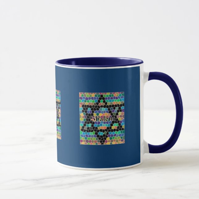 Mug Etoile de David Mosaic-Shalom/bleu marine (Droite)