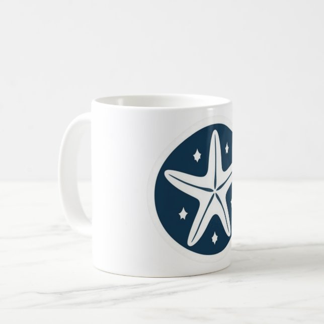 Mug Étoile de mer avec des étoiles blanches (Devant gauche)