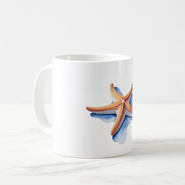Mug Étoile de mer et silhouette bleue (Devant gauche)