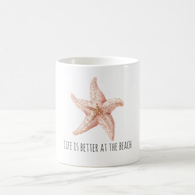 Mug Étoile de mer pêche blanche mieux à la plage (Centre)
