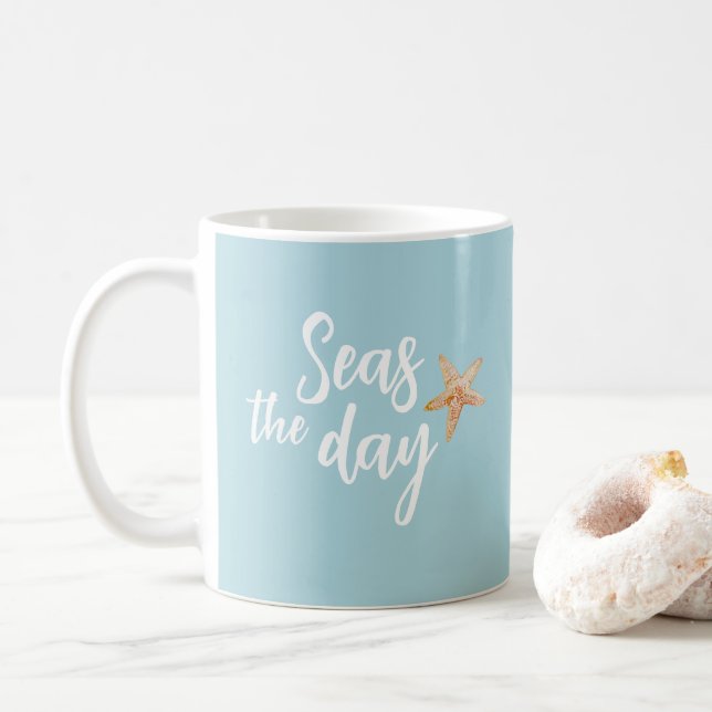 Mug Étoile de mer plage saisit le jour (Avec donut)