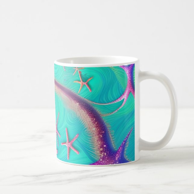 Mug Étoile de mer sarcelle et violette Beachy  (Droite)