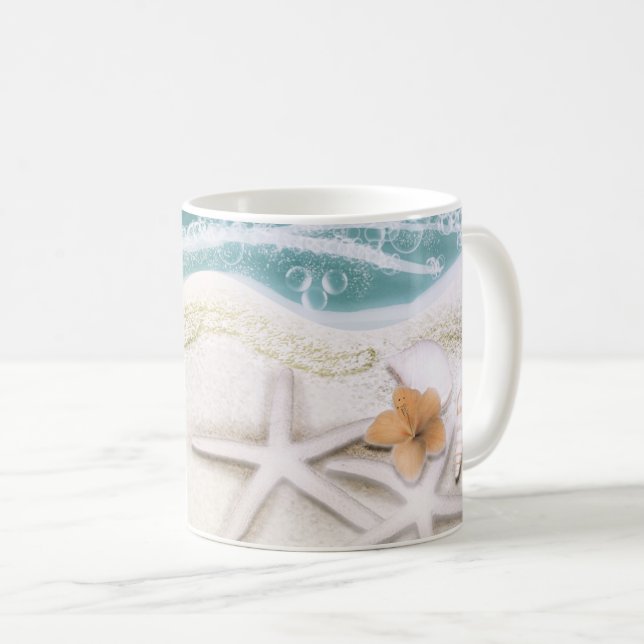 Mug Étoile de mer sur la plage Eau de mer turquoise Tr (Devant droit)