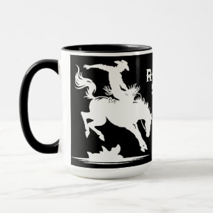Mug Étoile de Rodéo Personnalisée Noir et Blanc