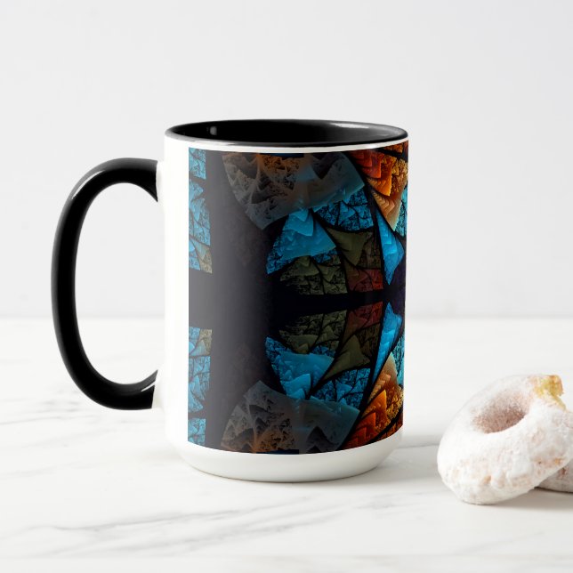 Mug Étoile matelassée abstraite en bleu (Avec donut)