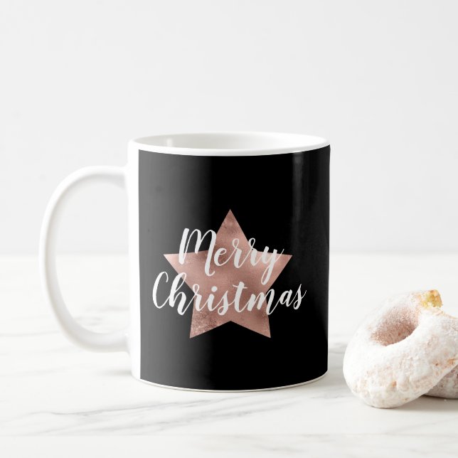 Mug Étoile noire festive Joyeux Noël (Avec donut)