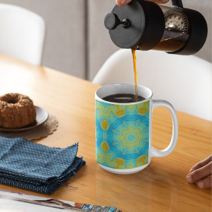 Mug Etoile Orientale En Bleu et Vieux Jaune Or