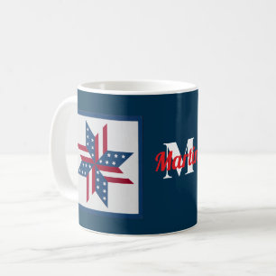 Mug étoile patriotique motif monogramme rouge blanc bl