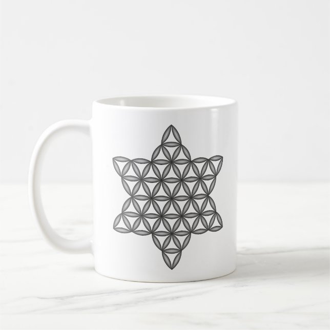Mug Étoile Sacrée - Étoile de Vie, 02/3D/Noir. (Gauche)