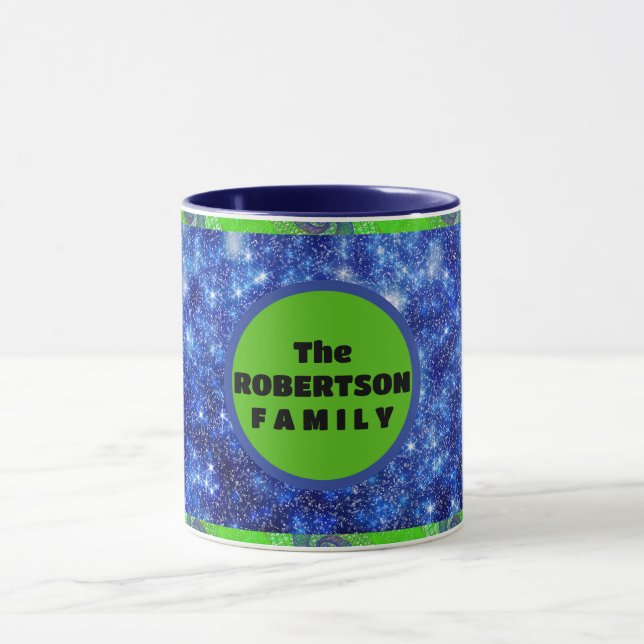 Mug Étoiles à rotation bleue et verte (Centre)