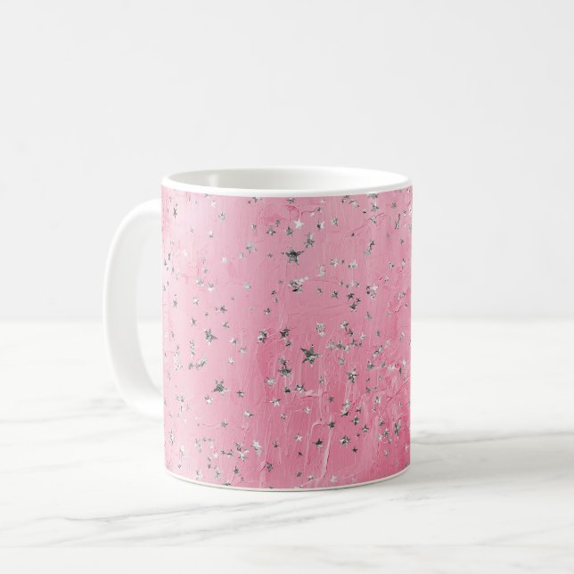 Mug Étoiles Argentées Roses (Devant gauche)