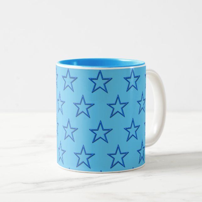 Mug - Étoiles bleues sur bleu clair (Devant droit)