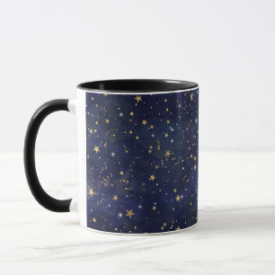 Mug Etoiles célestes bleues et dorées Aquarelle lunair