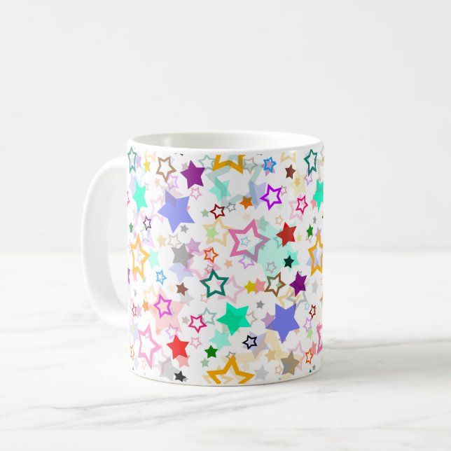 Mug Étoiles colorées blanches  (Devant gauche)