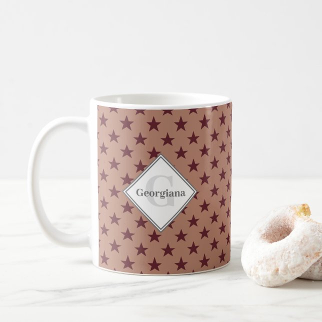 Mug Étoiles de câble géométriques monogrammes sur le l (Avec donut)
