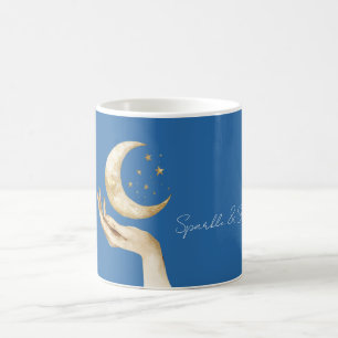 Mug Étoiles de Lune Bleue Main Or