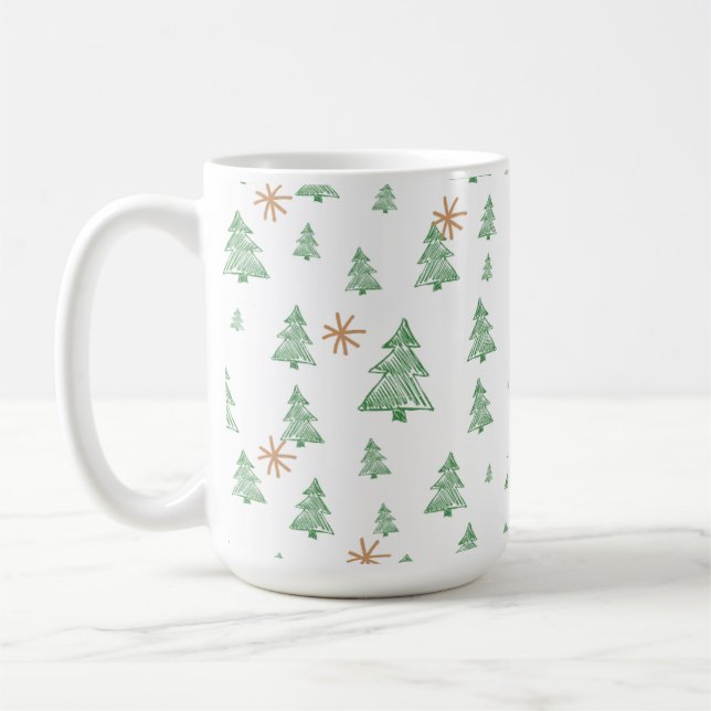 Mug Étoiles de Noël Arbre Original Tendance Hiver (Gauche)