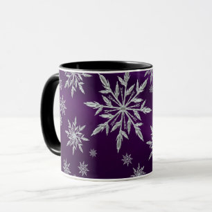 Mug étoiles de Noël pourpres avec cristal de glace bla