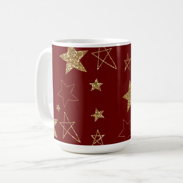 Mug Étoiles de Parties scintillant rouge Noël (Devant gauche)
