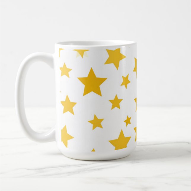Mug étoiles dorées sur fond blanc (Gauche)
