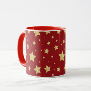 Mug Étoiles dorées sur fond rouge