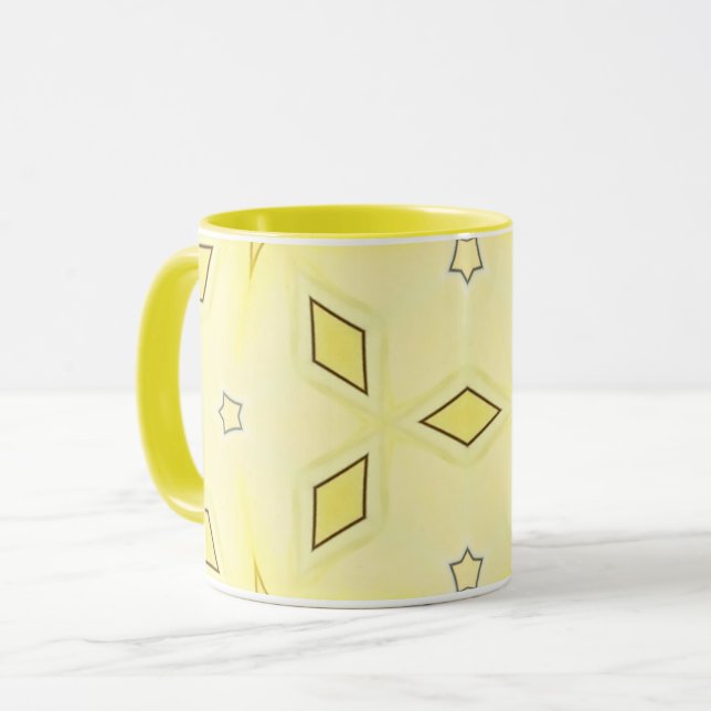 Mug Étoiles et diamants Brown jaunes et foncés (Devant gauche)