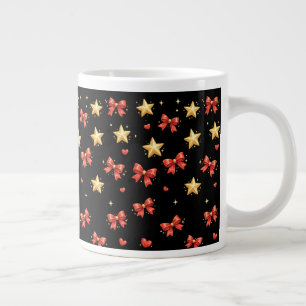 Mug Étoiles et Nœuds de Noël Noir