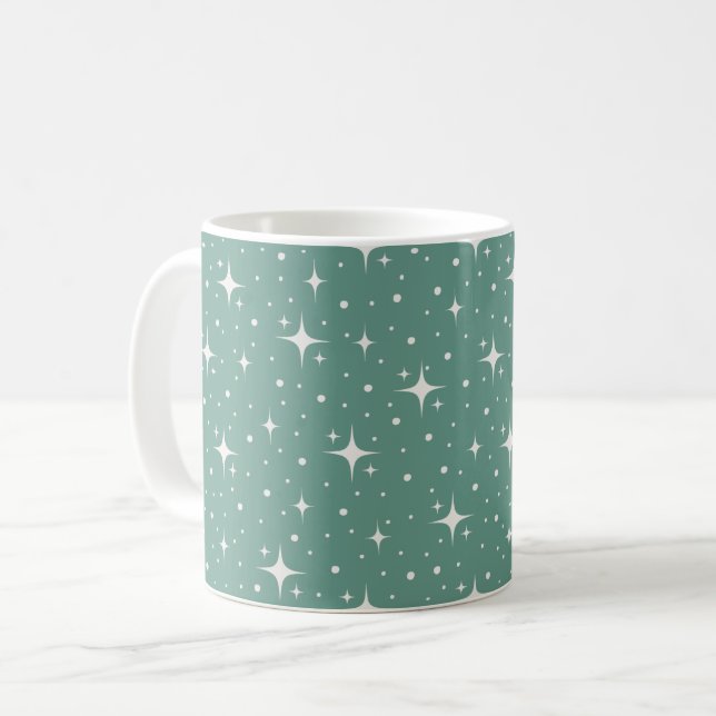Mug Étoiles et points sur turquoise gris (Devant gauche)