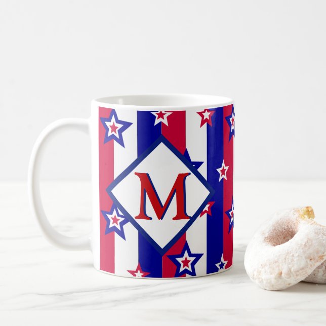 Mug Étoiles et rayures patriotiques fantaisistes avec  (Avec donut)
