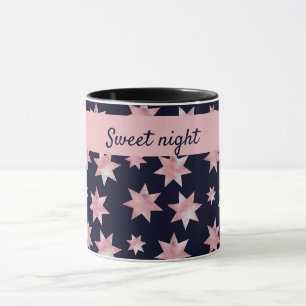Mug Étoiles glamour rose girly sur personnalisé bleu c