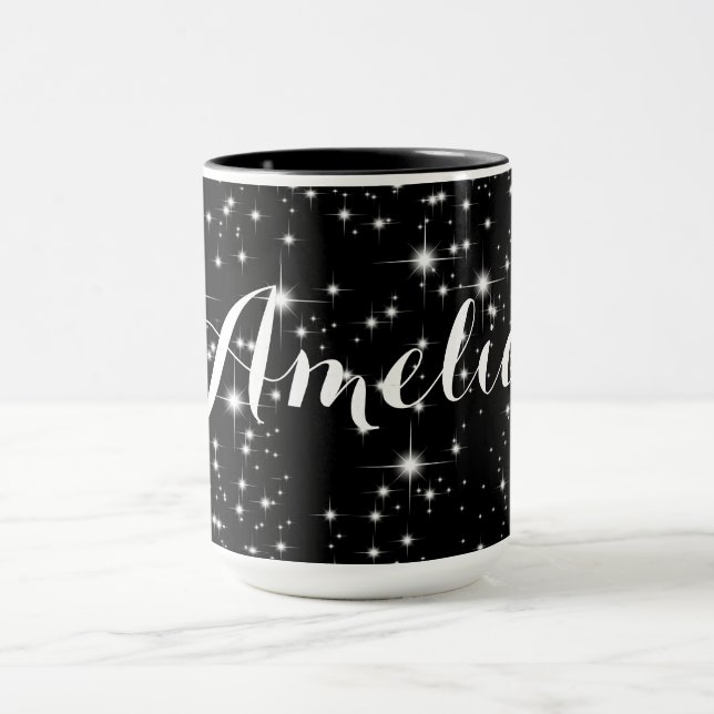 Mug Étoiles scintillantes sur noir (Centre)