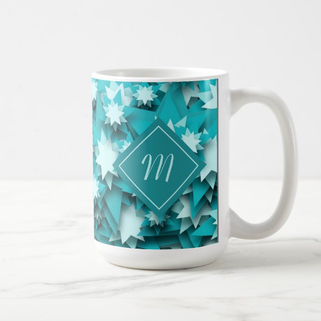 Mug Étoiles turquoises monogrammes (Droite)