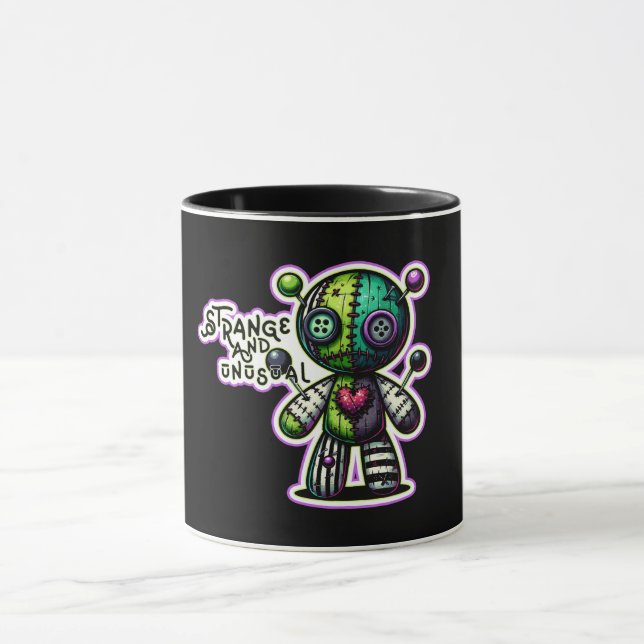 Mug Étrange et Insolite Ours Voodoo Cœur Vert Violet (Centre)