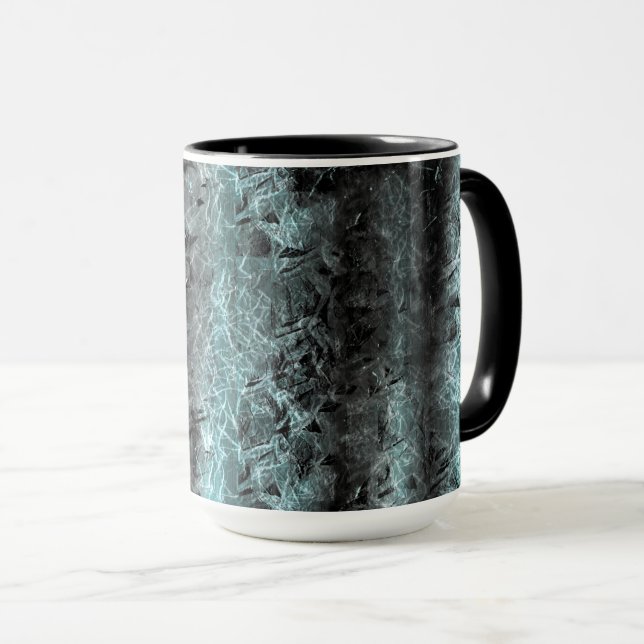 Mug Étrange texture fibreuse en bleu clair et noir (Devant droit)