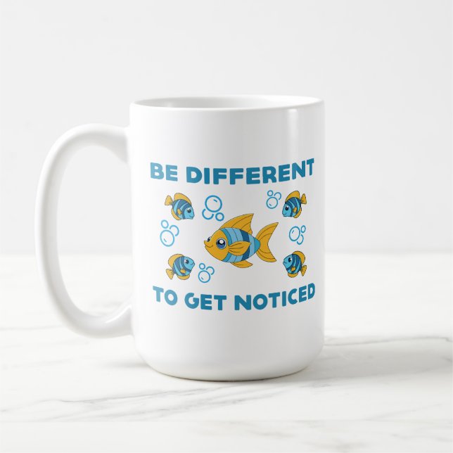 Mug Être différent design créatif unique avec poissons (Gauche)