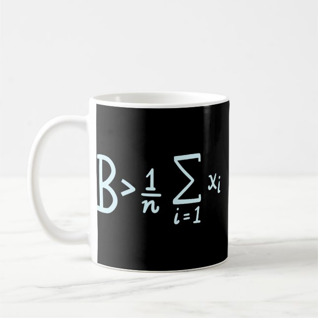 Mug Être Supérieur à la moyenne, Maths drôle (Gauche)
