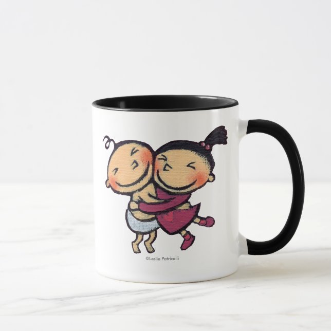 Mug Étreindre illustré mignon d'enfants en bas âge (Droite)