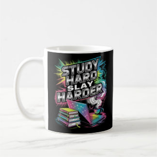 Mug Étudier Dur Slay Harder Chrome Neon Motivation