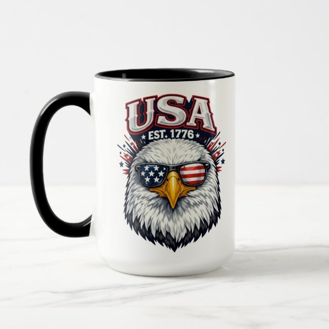 Mug ÉUA Établis. 1776 Aigle-Graphique Patriotique Aigl (Gauche)