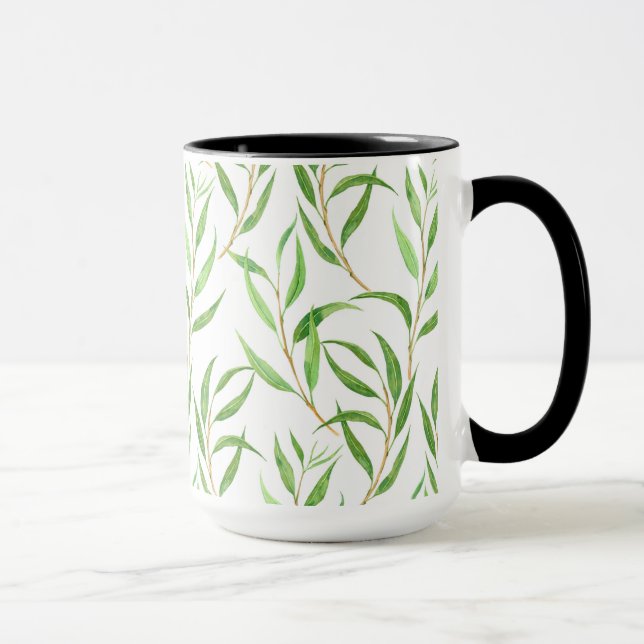 Mug Eucalyptus motif aquarelle sur blanc (Droite)