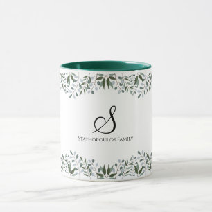 Mug Eucalyptus Vert Floral Nom de famille