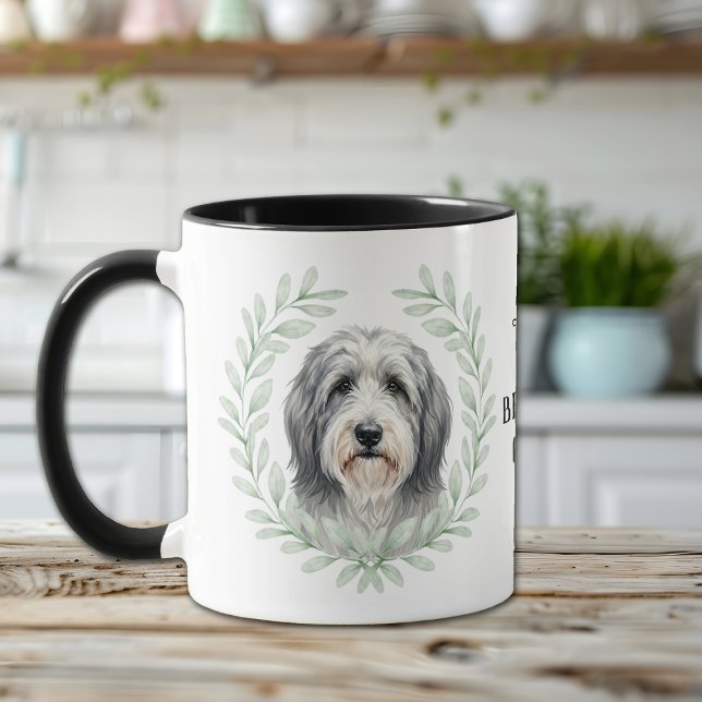 Mug Eucalyptus Wreath Bearded Collie Dog Monogram (Créateur téléchargé)